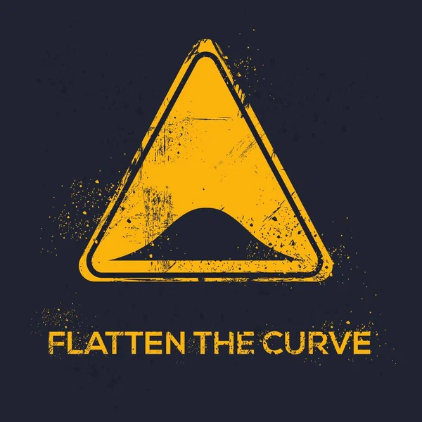 Flatten Curve Sinal Advertência Ilustração Vetorial — Vetor de Stock