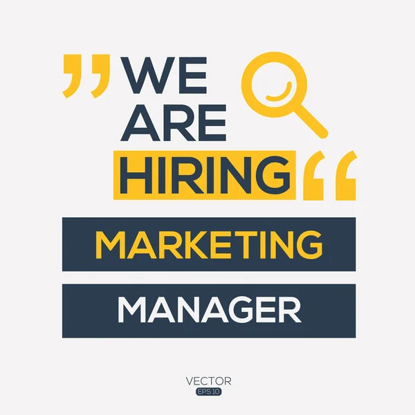 stock vector We are hiring (Marketing Manager), vector illustration.