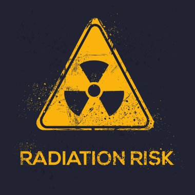 (Radyasyon riski) Uyarı işareti, vektör çizimi.