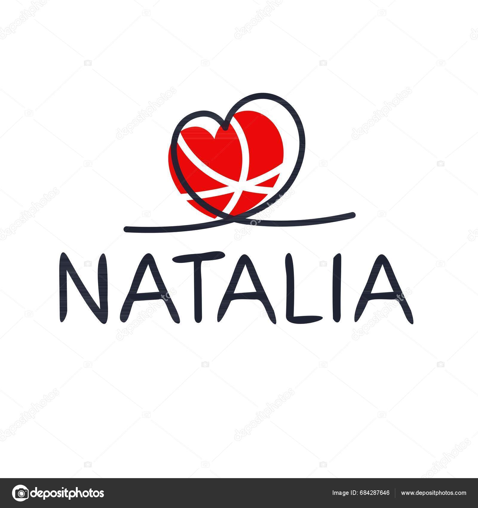 Natalia Calligraphy Name Vector Illustration Stock Vector by