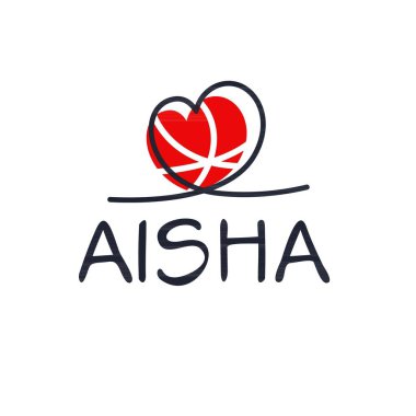 (Aisha) Kaligrafi adı, Vektör illüstrasyonu.