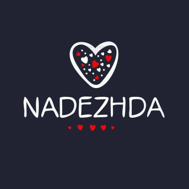 (Nadezhda) Kaligrafi adı, Vektör illüstrasyonu.