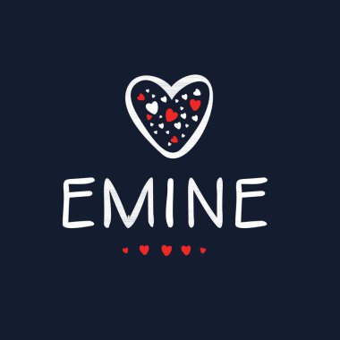 (Emine) Kaligrafi adı, Vektör illüstrasyonu.