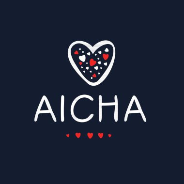 (Aicha) Kaligrafi adı, Vektör illüstrasyonu.