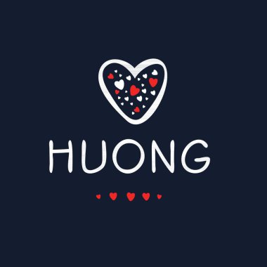 (Huong) Kaligrafi adı, Vektör illüstrasyonu.