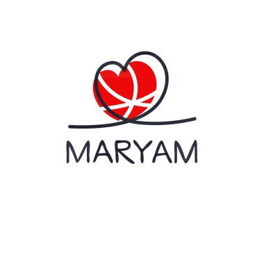 (Maryam) Kaligrafi adı, Vektör illüstrasyonu.