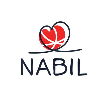 Yaratıcı (Nabil) isim, Vektör illüstrasyonu.