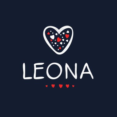 (Leona) Kaligrafi adı, Vektör illüstrasyonu.