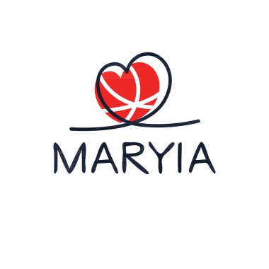 (Maryia) Kaligrafi adı, Vektör illüstrasyonu.