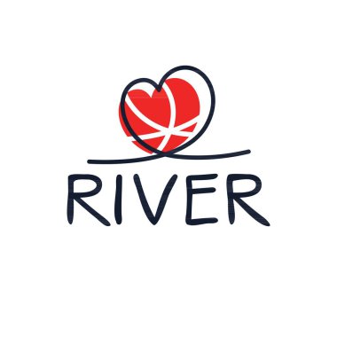 (Nehir) Kaligrafi adı, Vektör illüstrasyonu.