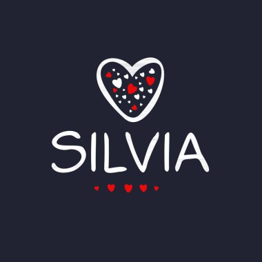 (Silvia) Kaligrafi adı, Vektör illüstrasyonu.