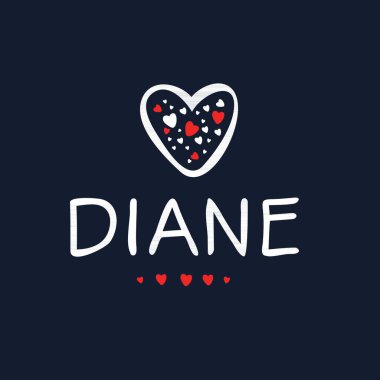 Yaratıcı (Diane) isim, Vektör illüstrasyonu.