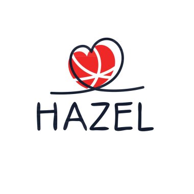 (Hazel) Kaligrafi adı, Vektör illüstrasyonu.