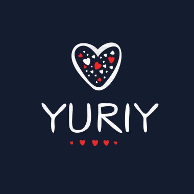 (Yuriy) Kaligrafi adı, Vektör illüstrasyonu.