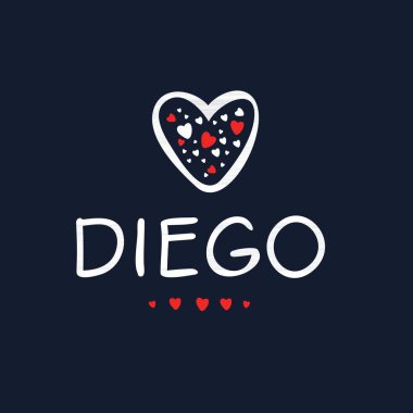 (Diego) Kaligrafi adı, Vektör illüstrasyonu.