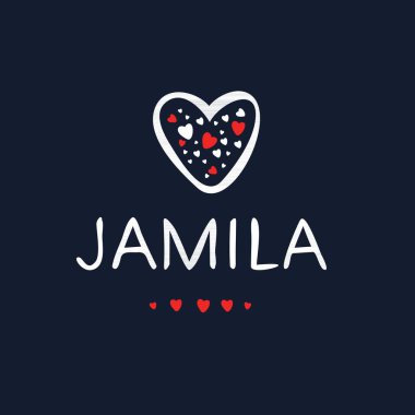 (Jamila) Kaligrafi adı, Vektör illüstrasyonu.