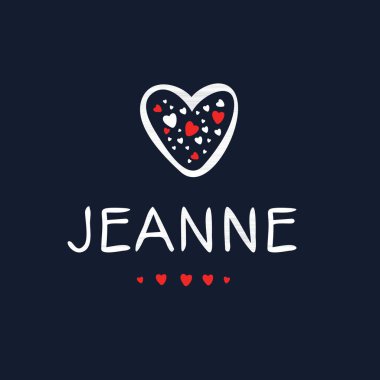 (Jeanne) Kaligrafi adı, Vektör illüstrasyonu.