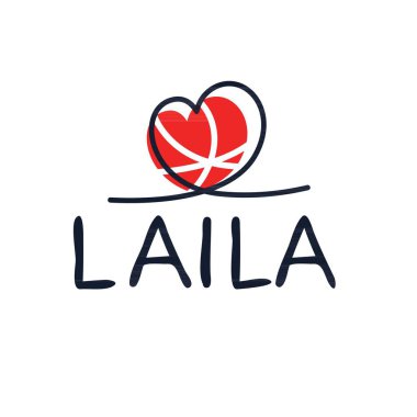 (Laila) Kaligrafi adı, Vektör illüstrasyonu.