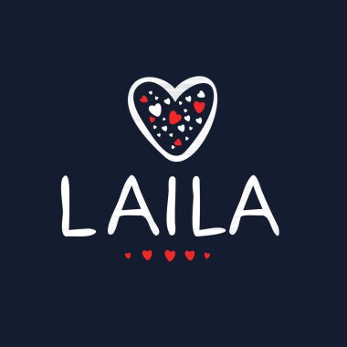 (Laila) Kaligrafi adı, Vektör illüstrasyonu.