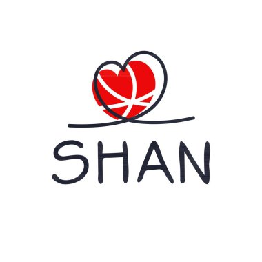 (Shan) Kaligrafi adı, Vektör illüstrasyonu.