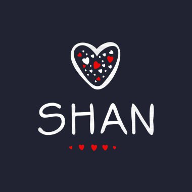 (Shan) Kaligrafi adı, Vektör illüstrasyonu.