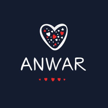 (Anwar) Kaligrafi adı, Vektör illüstrasyonu.