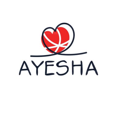 (Ayesha) Kaligrafi adı, Vektör illüstrasyonu.