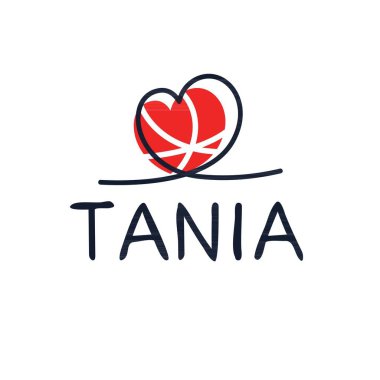 (Tania) Kaligrafi adı, Vektör illüstrasyonu.