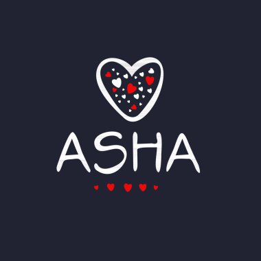 (Asha) Kaligrafi adı, Vektör illüstrasyonu.