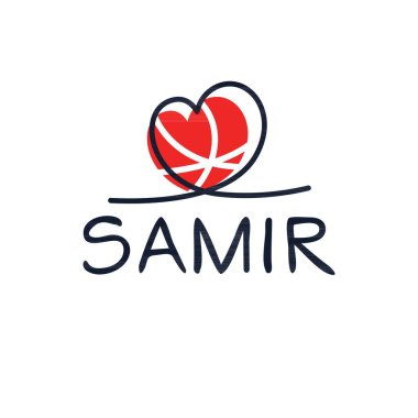 (Samir) Kaligrafi adı, Vektör illüstrasyonu.