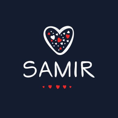 (Samir) Kaligrafi adı, Vektör illüstrasyonu.