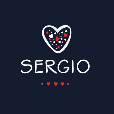 (Sergio) Kaligrafi adı, Vektör illüstrasyonu.