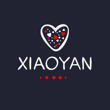 (Xiaoyan) Kaligrafi adı, Vektör illüstrasyonu.