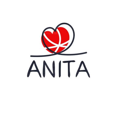 (Anita) Kaligrafi adı, Vektör illüstrasyonu.
