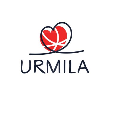 (Urmila) Kaligrafi adı, Vektör illüstrasyonu.