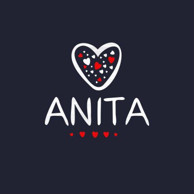 (Anita) Kaligrafi adı, Vektör illüstrasyonu.