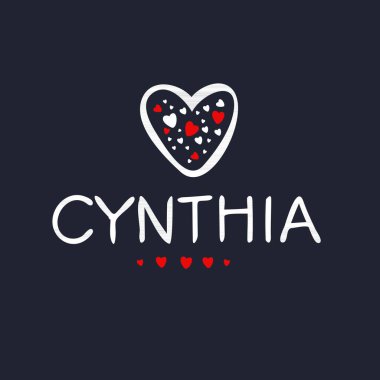 (Cynthia) Kaligrafi adı, Vektör illüstrasyonu.