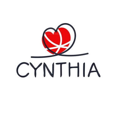 (Cynthia) Kaligrafi adı, Vektör illüstrasyonu.