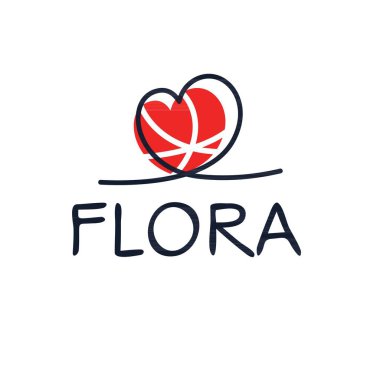 (Flora) Kaligrafi adı, Vektör illüstrasyonu.