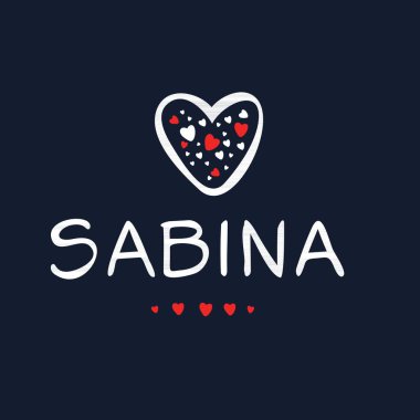 (Sabina) Kaligrafi adı, Vektör illüstrasyonu.