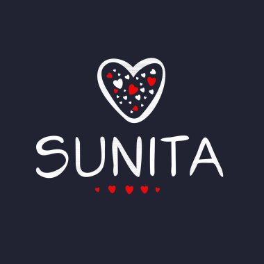 (Sunita) Kaligrafi adı, Vektör illüstrasyonu.