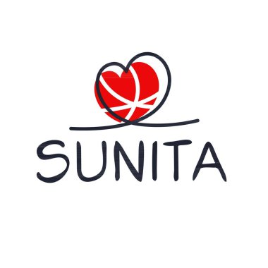 (Sunita) Kaligrafi adı, Vektör illüstrasyonu.