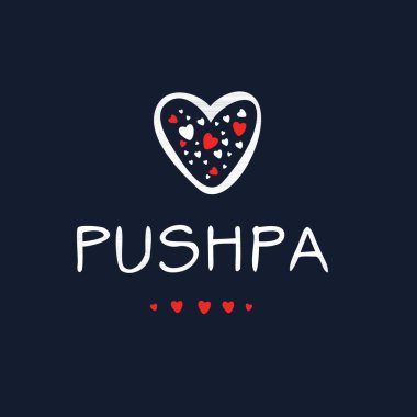 (Pushpa) Kaligrafi adı, Vektör illüstrasyonu.