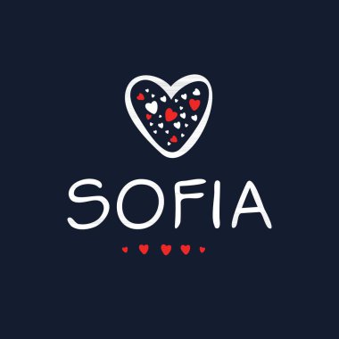 (Sofya) Kaligrafi adı, Vektör illüstrasyonu.