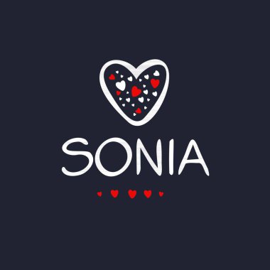 (Sonia) Kaligrafi adı, Vektör illüstrasyonu.