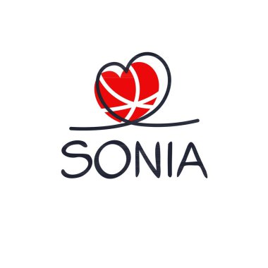 (Sonia) Kaligrafi adı, Vektör illüstrasyonu.