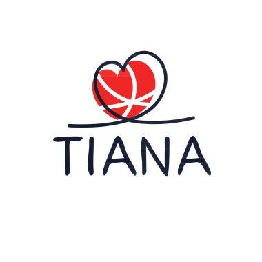(Tiana) Kaligrafi adı, Vektör illüstrasyonu.