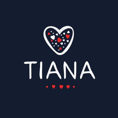 (Tiana) Kaligrafi adı, Vektör illüstrasyonu.