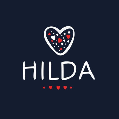 (Hilda) Kaligrafi adı, Vektör illüstrasyonu.