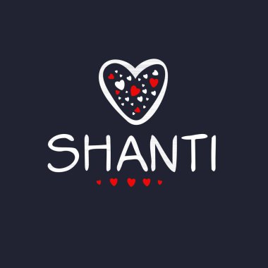 (Shanti) İsim, Vektör illüstrasyonu.